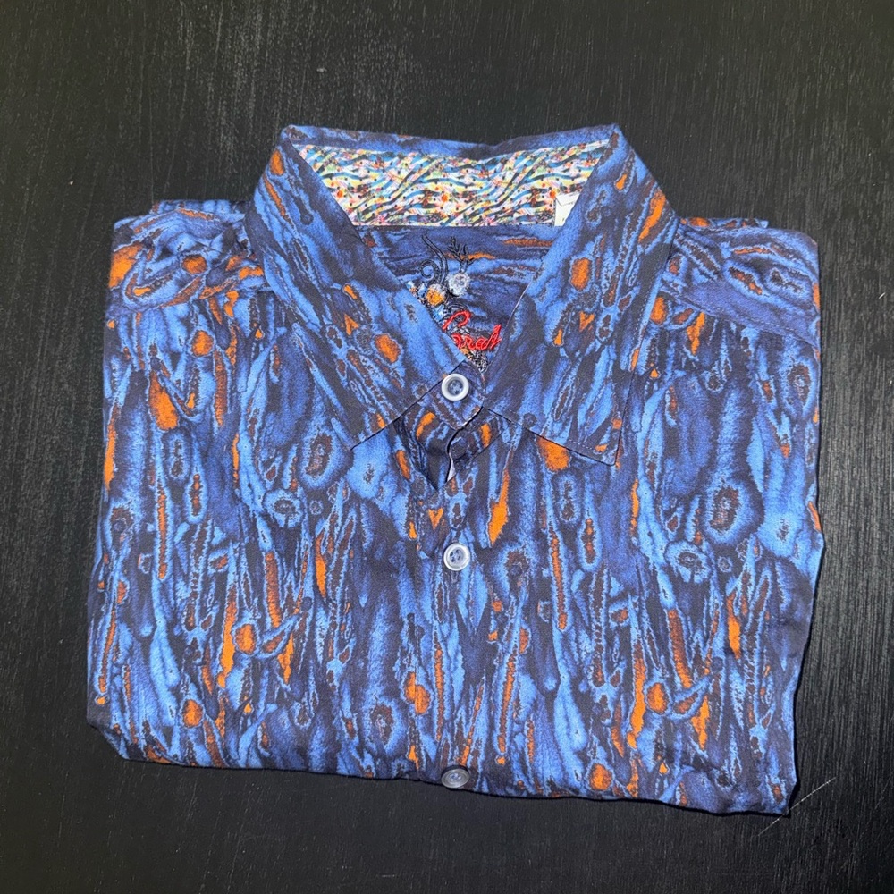 Robert Graham Blue and Orange Patterned Men's Shirt